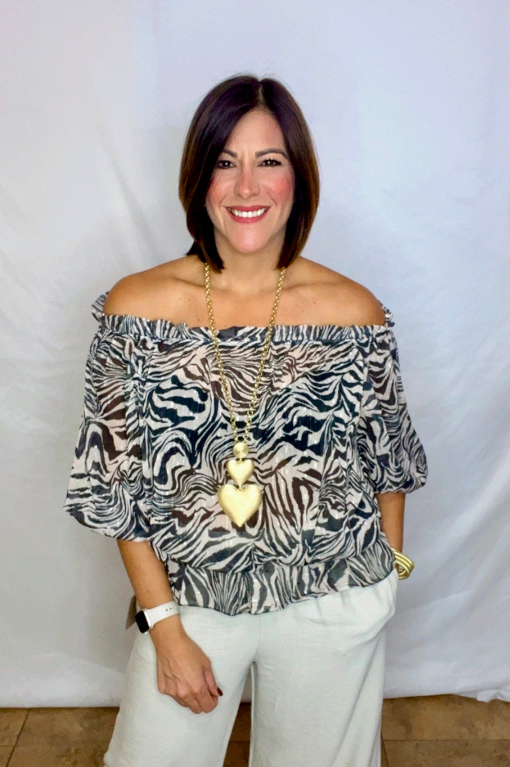 Italian Printed Off Shoulder Blouse