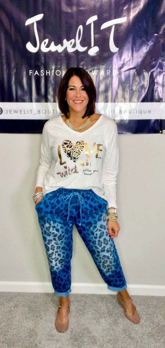 Italian Leopard Jean Jogger