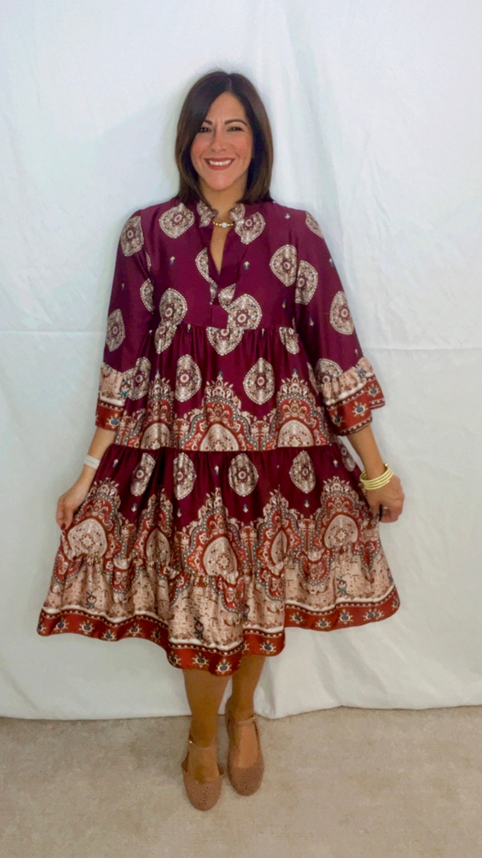 Italian Three Tier Printed Dress