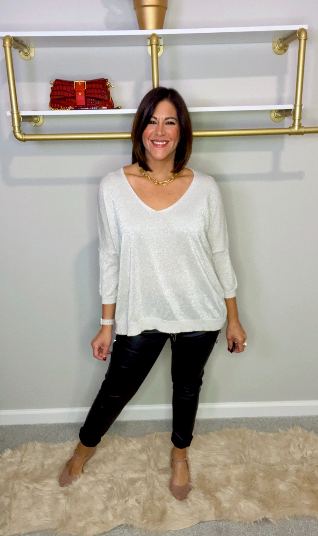 Italian V neck Lurex Tunic