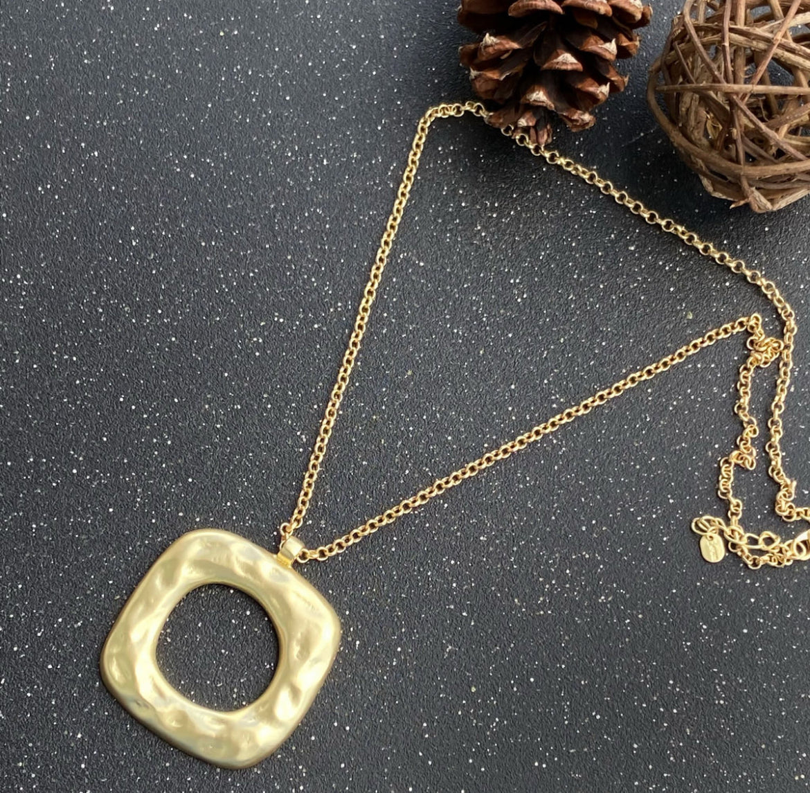 Long Square Necklace Gold