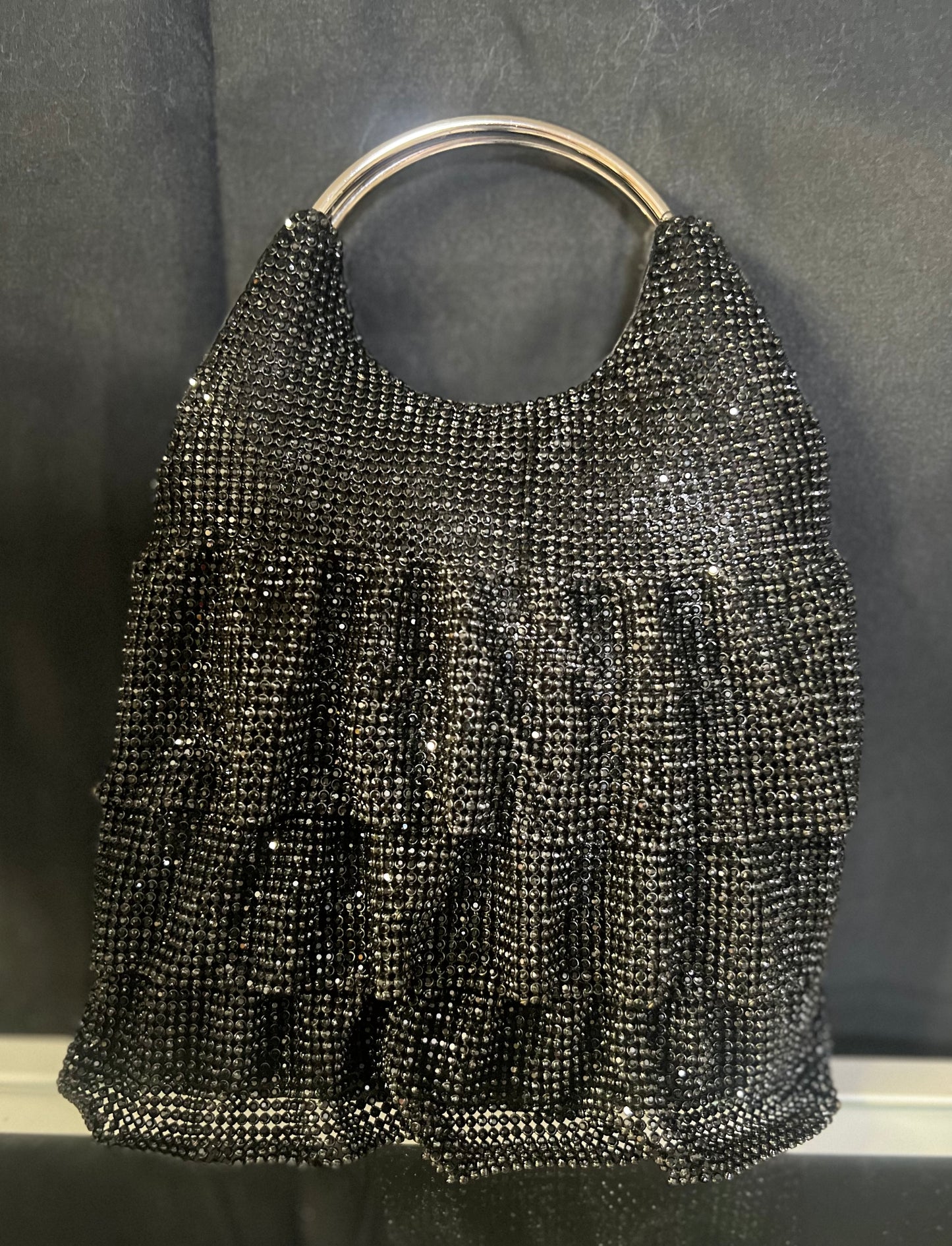 Ruffled rhinestones mini purse