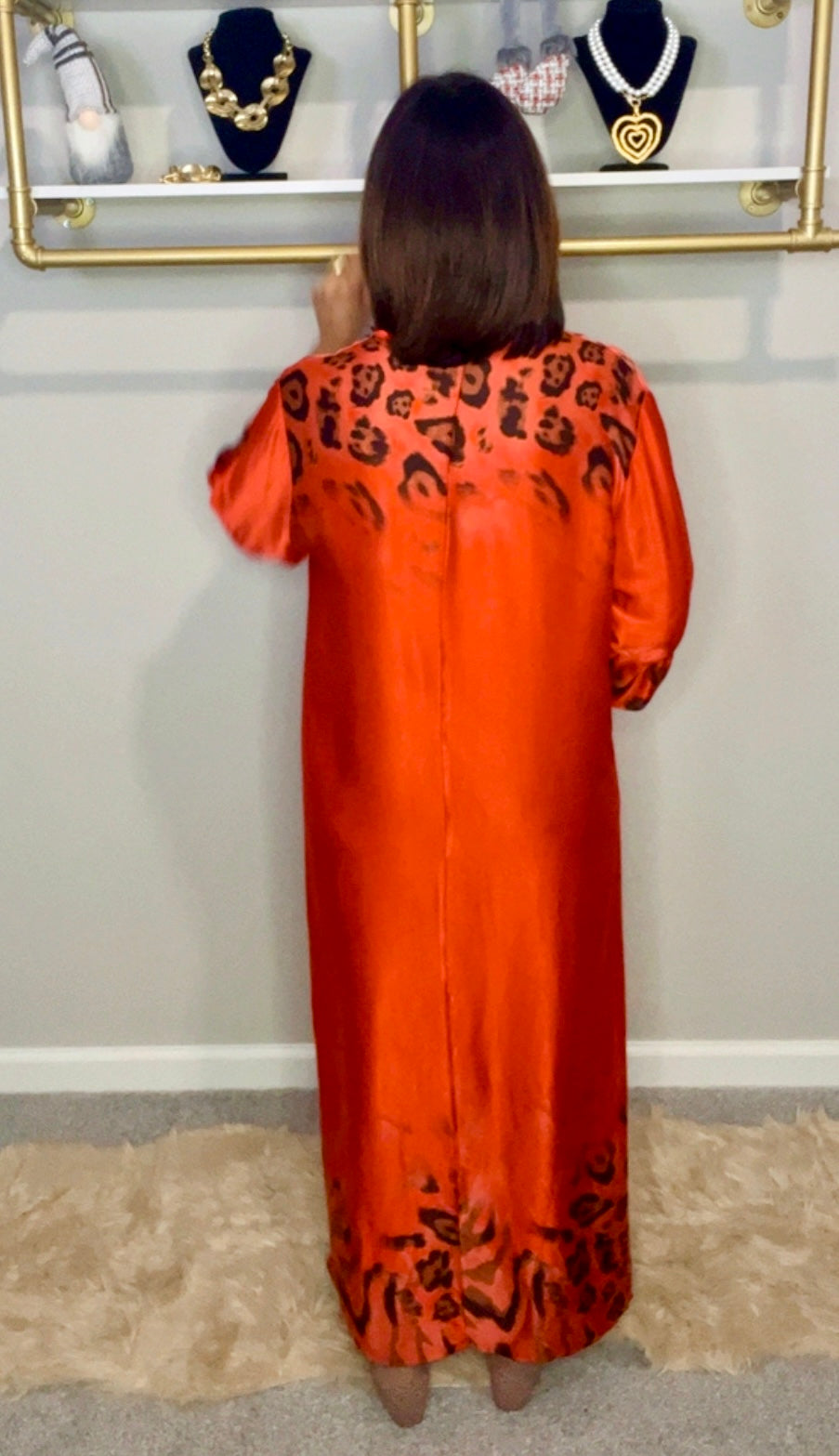 Italian Animal Print Satin Maxi