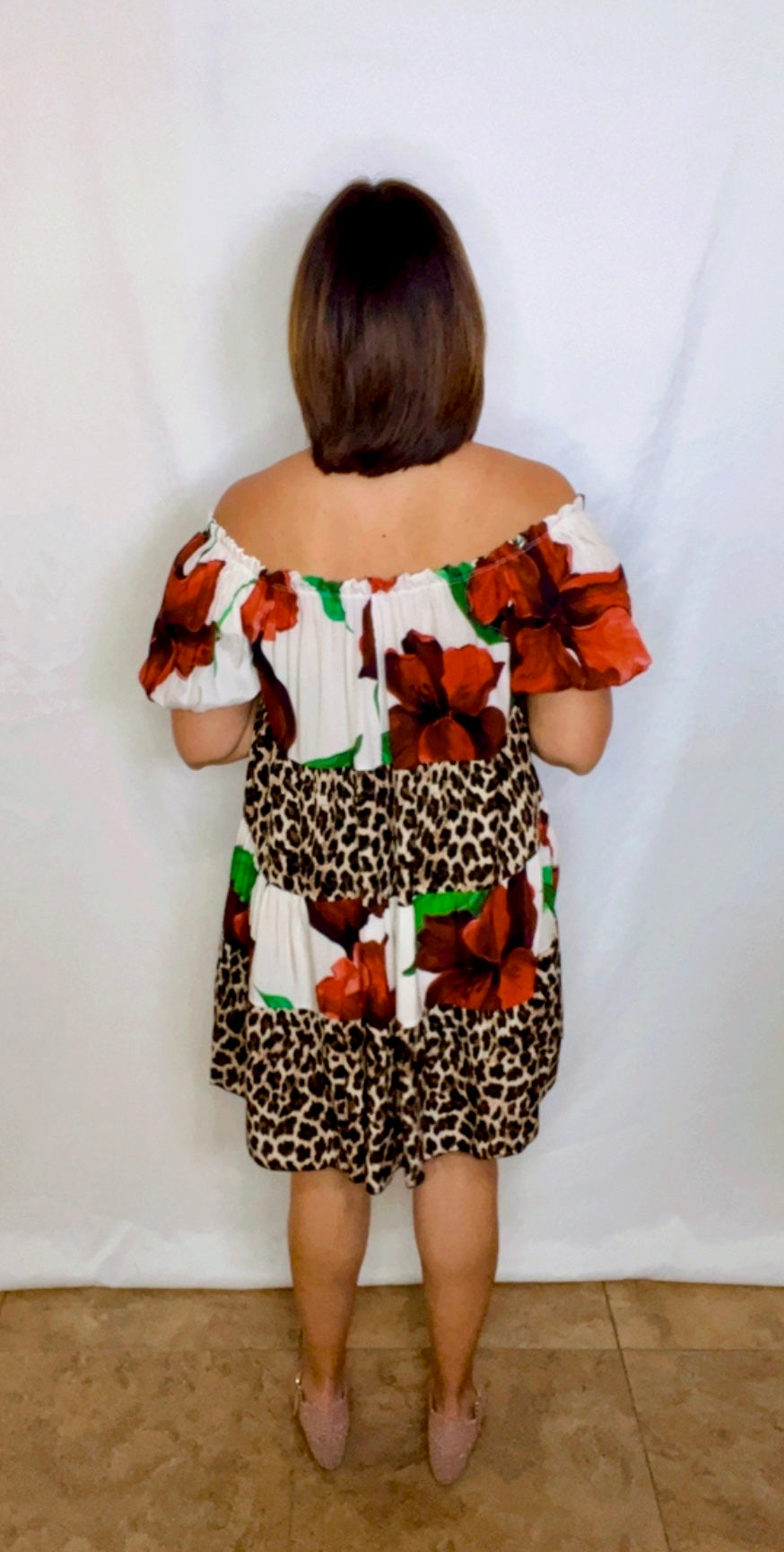 Italian Animal Print/Flowers Block Dress