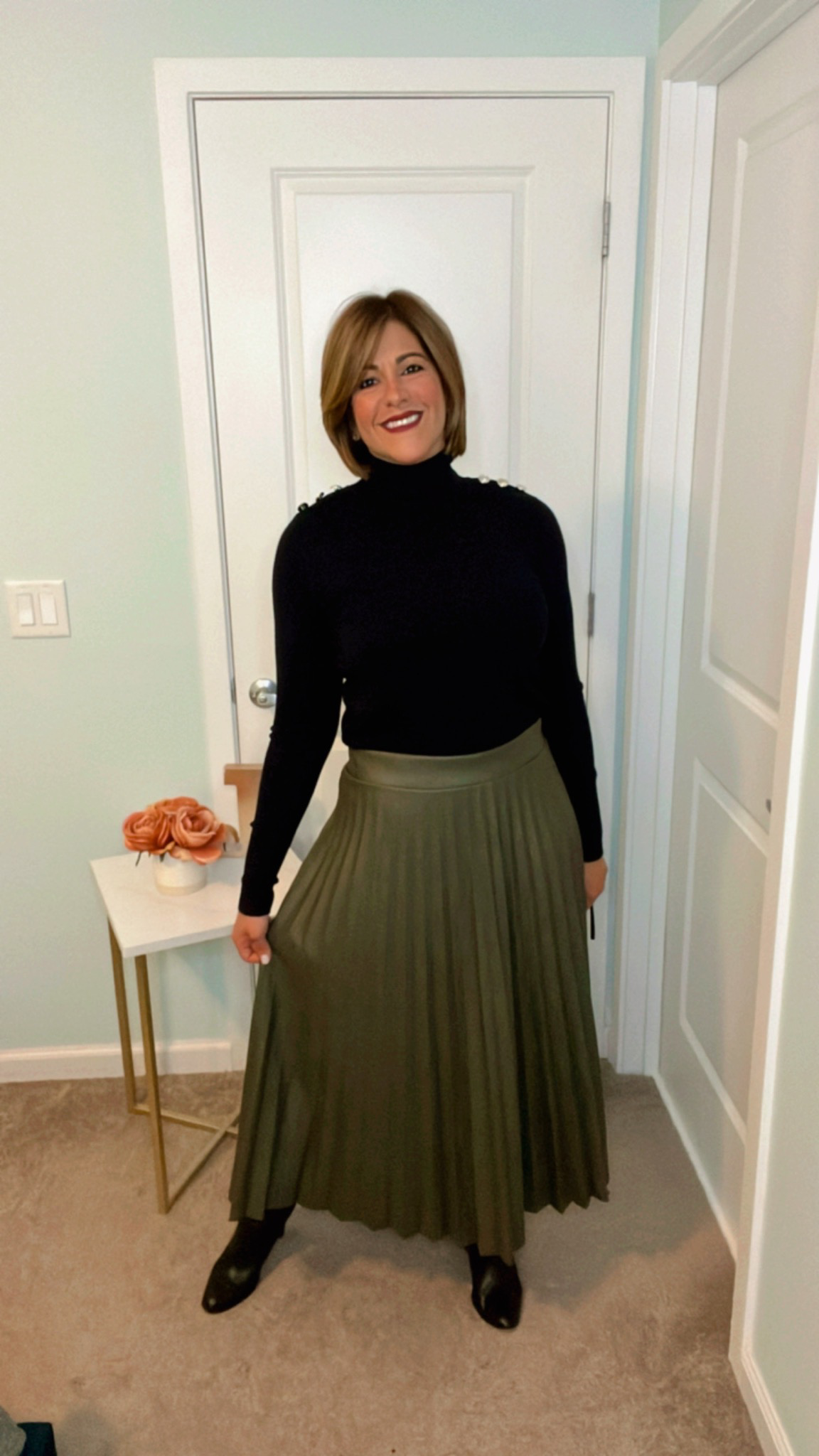 Italian Skirt Pleated Faux Leather