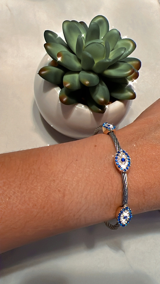 Evil eye Zirconia Marine Cable Bracelet