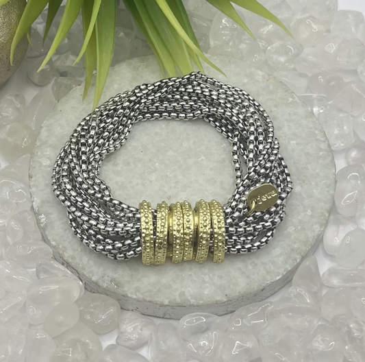 Multi Strand Silver Lock Bracelet