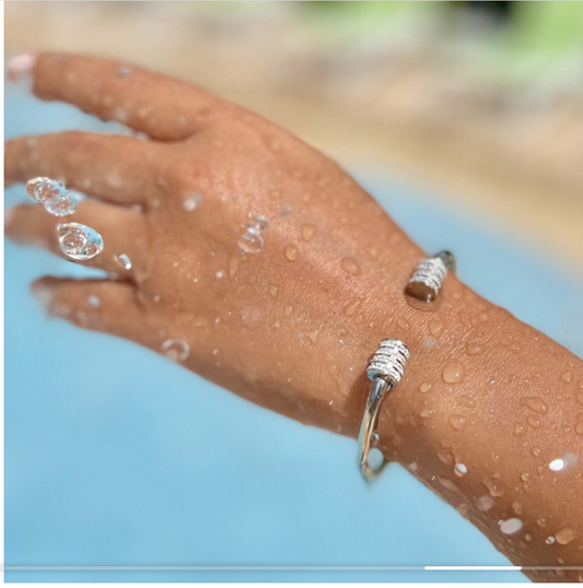 Crystal Crown Silver Cuff